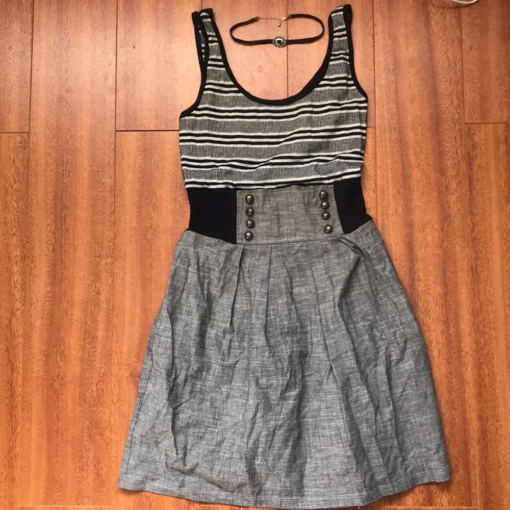 Black and Grey Mid Legnth Dress